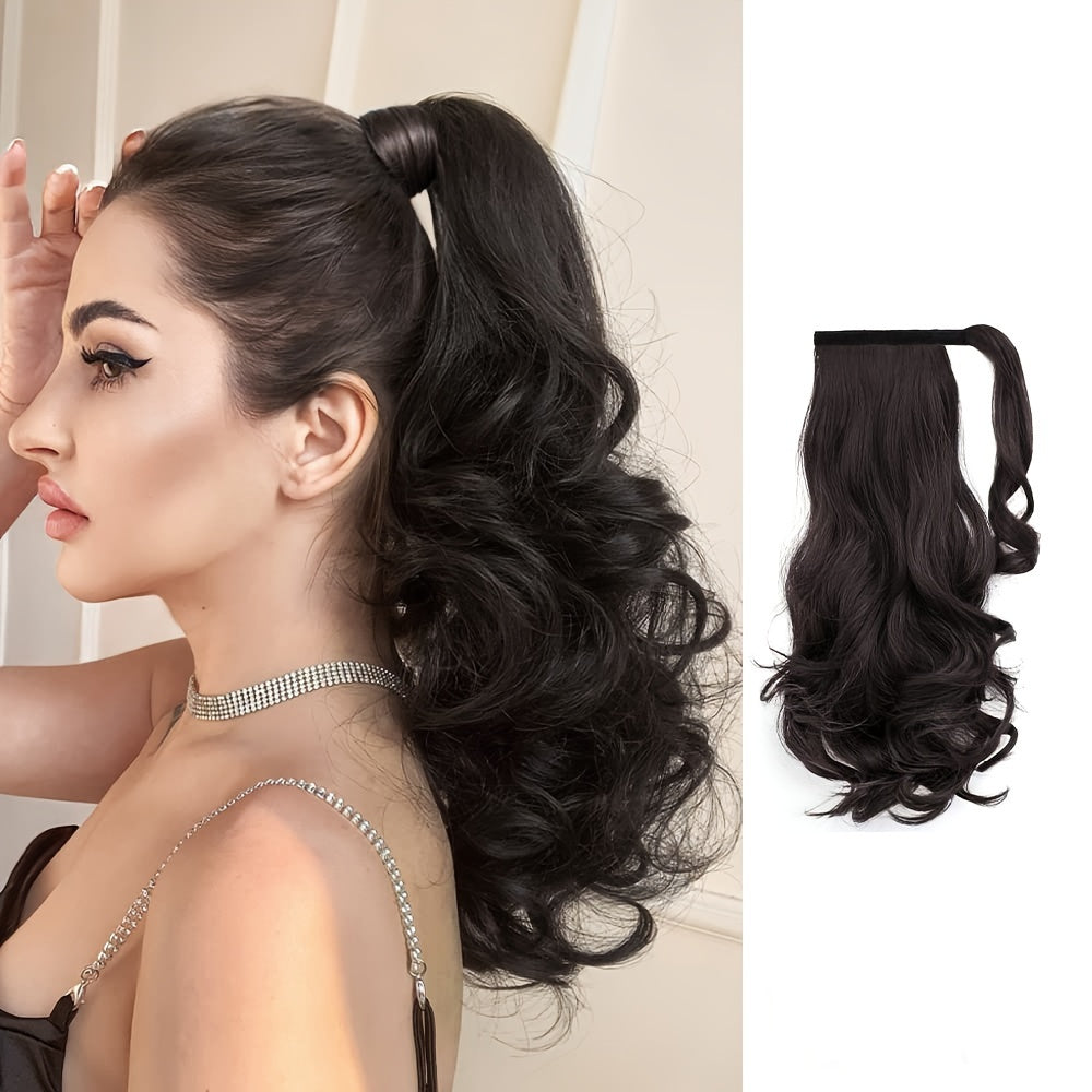 1pc Curly Wave Ponytail Extension, Synthetic Fiber Hairpiece for Women, Versatile Clip-in Ponytail Hairpiece for All Ethnicities, Ideal for Halloween, Christmas, and Daily Wear