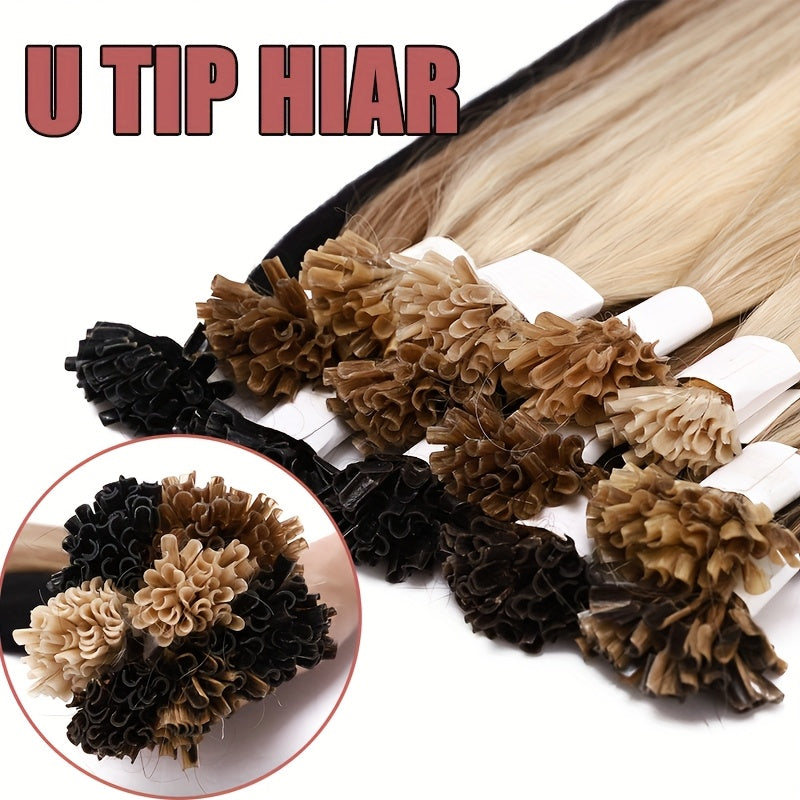 50Stramds/pack 30G Natural Human Hair Extensions Hot Fusion U Tip40.64-55.88 cm Straight Smooth Texture for Women - Natural Look, Adds Length, Multi-Ethnic Friendly, Easy to Attach, Hair Accesories Hair Enhancement for Daily Life, Wedding, Festival.