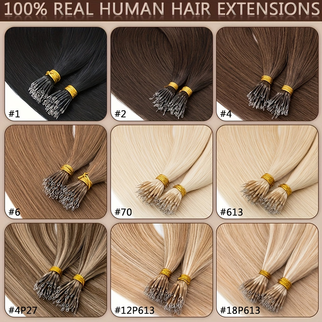 35g 50pcs Nano Rings Human Hair Extensions Micro Links Hair Nano Bead Prebonded Straight Blonde Hair 0.7g/strand