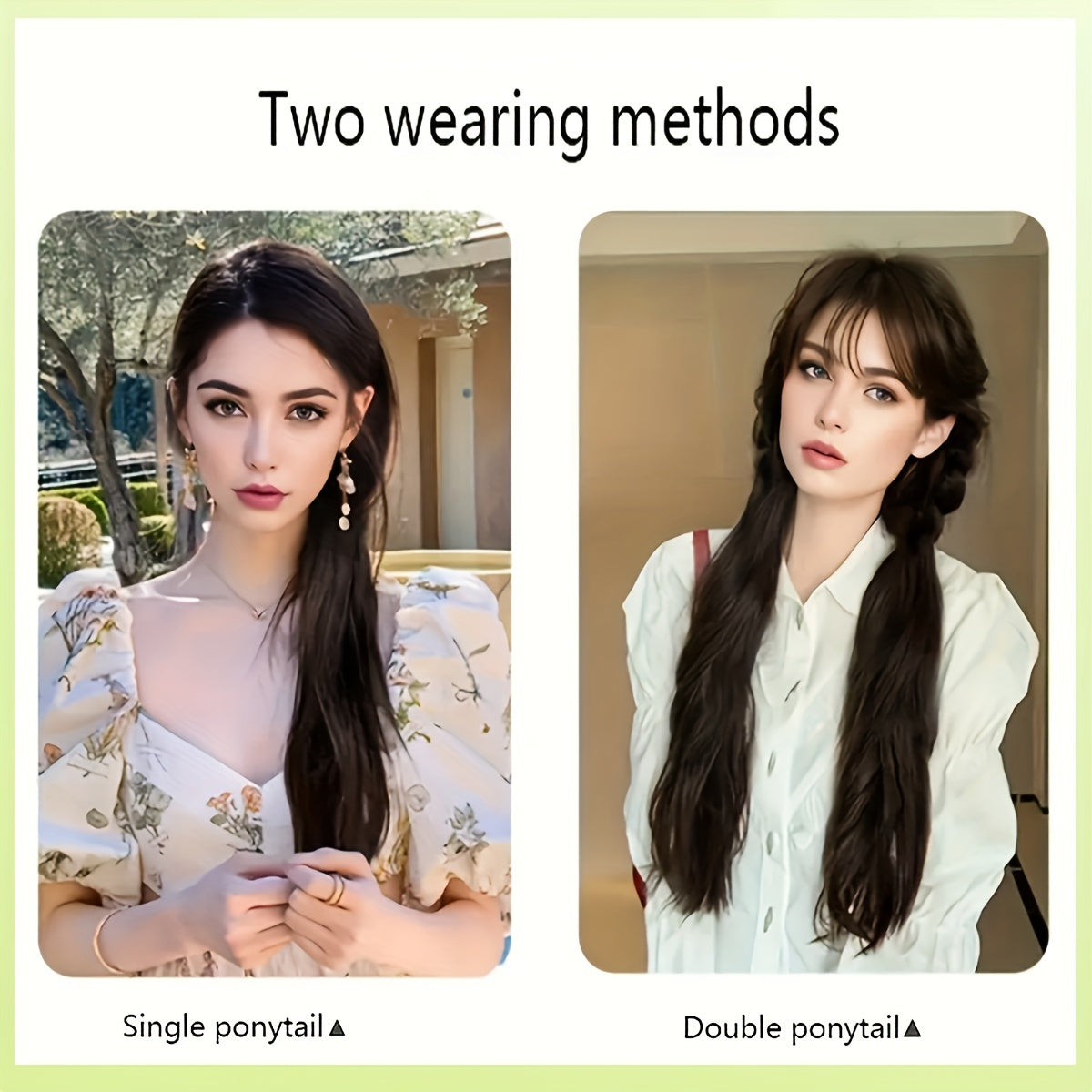 Elegant 2-Pack Women'S Tie-In Ponytail Extensions, Versatile Synthetic Long Hair, Natural Looking Slightly Curly, High Elasticity Loop, All Ages Fit, Multiple Styling Options - 20-Inch Hairpiece
