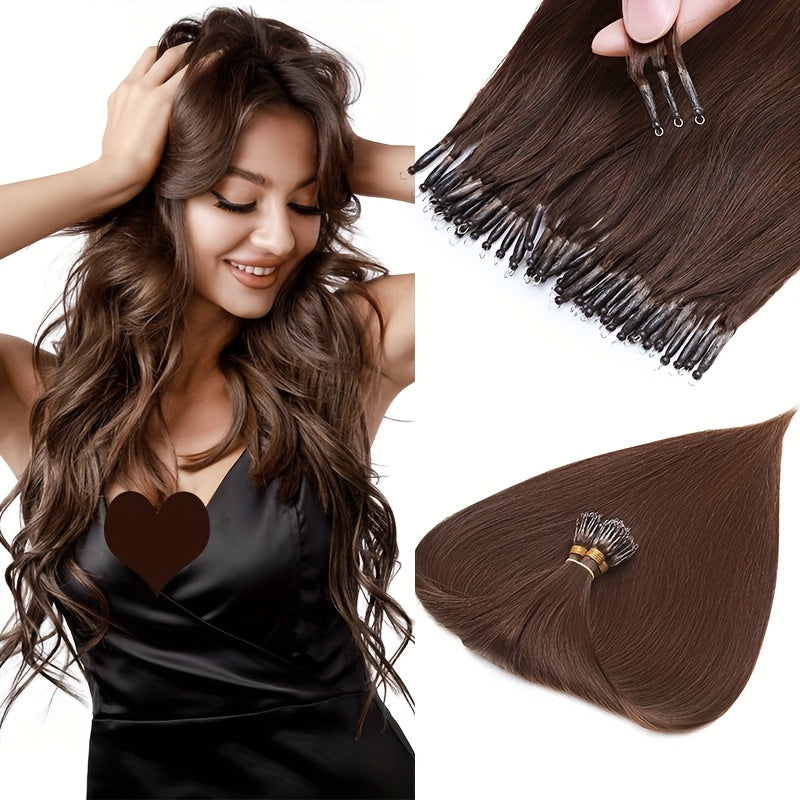 50 Strands Nano Ring Beads 100% Remy Human Hair Extensions 50G/Pack Thick Natural Smooth Remy Hair Full Head Balayage Highlight Blonde Any Color Halloween