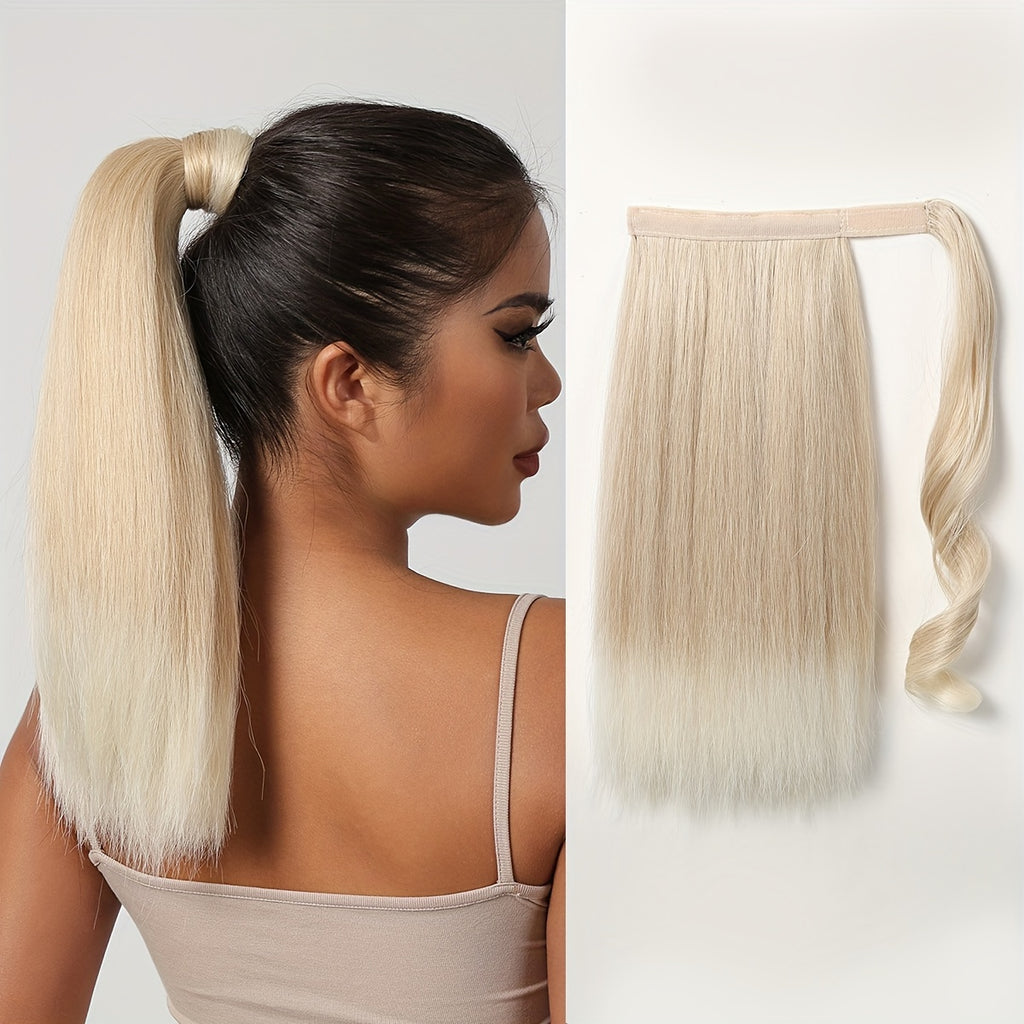 16 Inch Straight Ponytail Hair Extension, 90g Synthetic Clip-In Long Hair Wrap with Magic Drawstring, Versatile for All Women - Haircube, Hair Accessories Suitable for Birthday Party, Wedding Reception Mother's day gift for mom mother