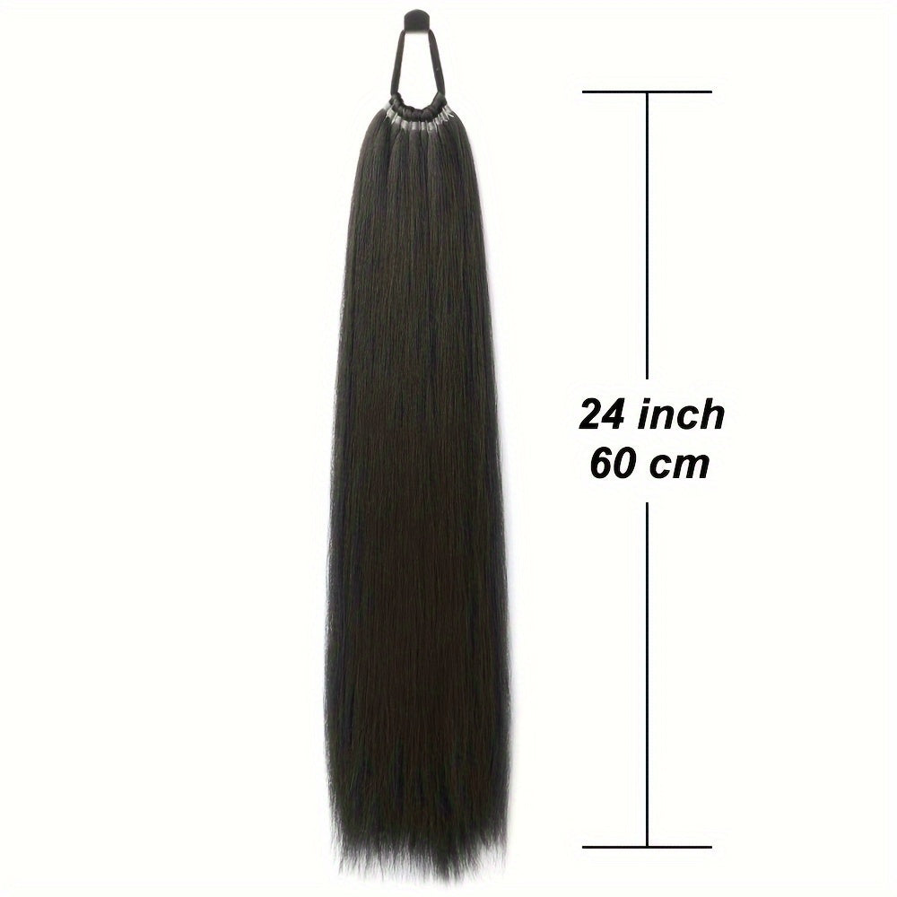 Saisity Yaki Straight 60.96 cm Synthetic Ponytail Extension with Hair Tie for Women - Perfect for Daily Party and Festive Occasions
