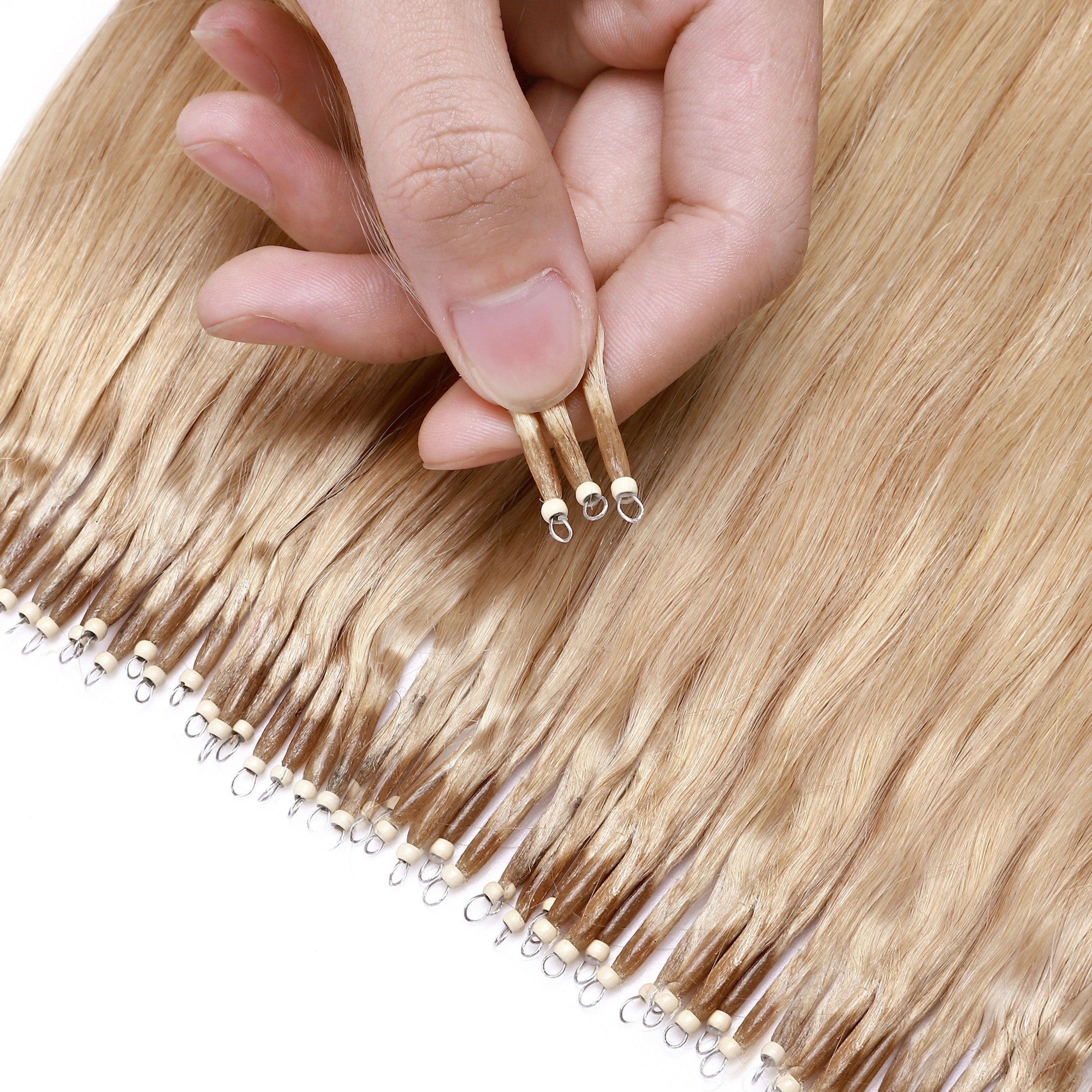 50 Strands Nano Ring Beads 100% Remy Human Hair Extensions 50G/Pack Thick Natural Smooth Remy Hair Full Head Balayage Highlight Blonde Any Color Halloween