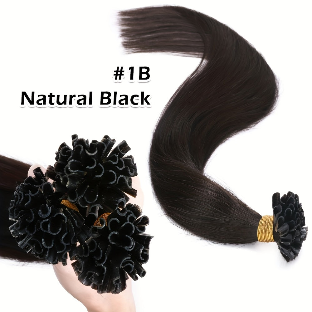 50Stramds/pack 30G Natural Human Hair Extensions Hot Fusion U Tip40.64-55.88 cm Straight Smooth Texture for Women - Natural Look, Adds Length, Multi-Ethnic Friendly, Easy to Attach, Hair Accesories Hair Enhancement for Daily Life, Wedding, Festival.