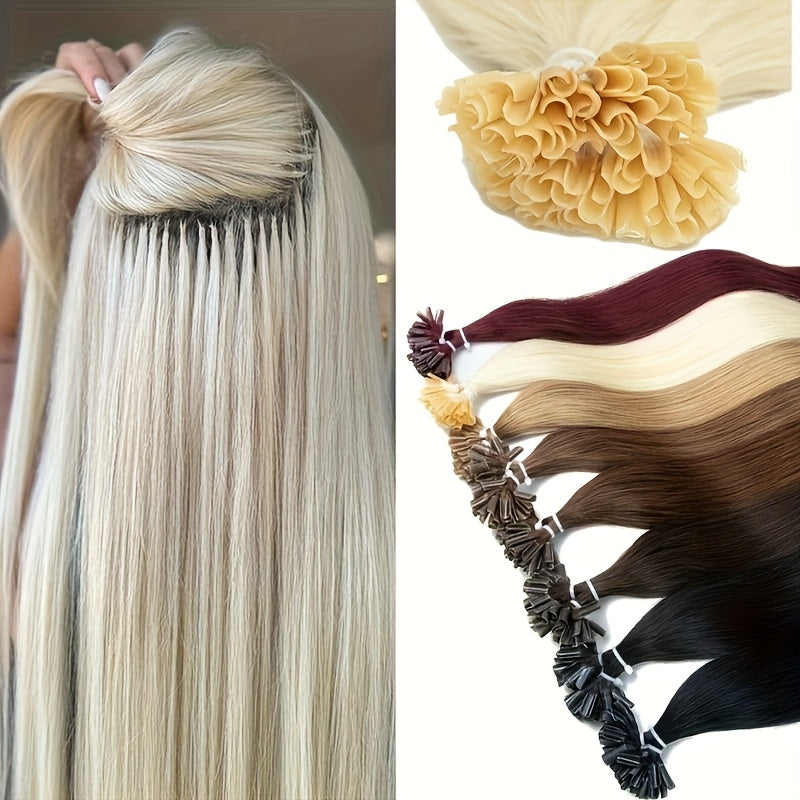 50Stramds/pack 30G Natural Human Hair Extensions Hot Fusion U Tip40.64-55.88 cm Straight Smooth Texture for Women - Natural Look, Adds Length, Multi-Ethnic Friendly, Easy to Attach, Hair Accesories Hair Enhancement for Daily Life, Wedding, Festival.