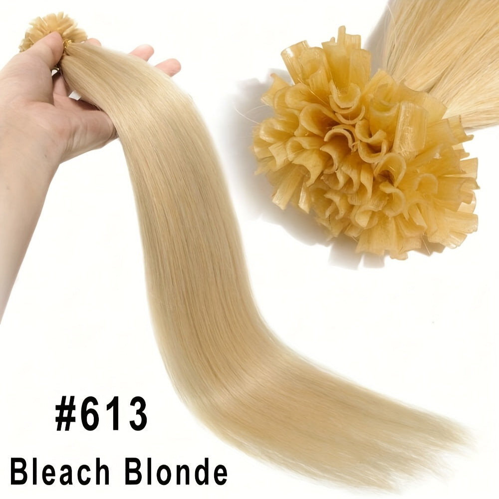50Stramds/pack 30G Natural Human Hair Extensions Hot Fusion U Tip40.64-55.88 cm Straight Smooth Texture for Women - Natural Look, Adds Length, Multi-Ethnic Friendly, Easy to Attach, Hair Accesories Hair Enhancement for Daily Life, Wedding, Festival.