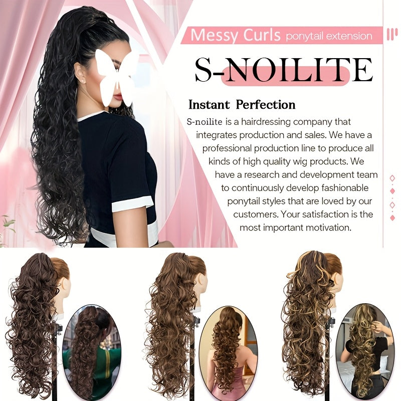 60.96cm Ponytail Extensions Claw Long Thick Wavy Curly Claw Clip In Pony Tails Hairpiece Soft Natural Looking Synthetic Hairpiece For Women