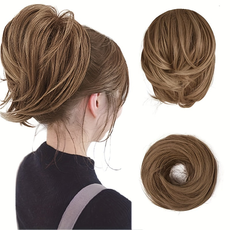 [BARSDAR Hair Bun Extension] BARSDAR Straight Synthetic Hair Bun Ponytail Extension | Fully Short Ponytail Bun Extensions | Elastic Scrunchie Hair Accessories For Women