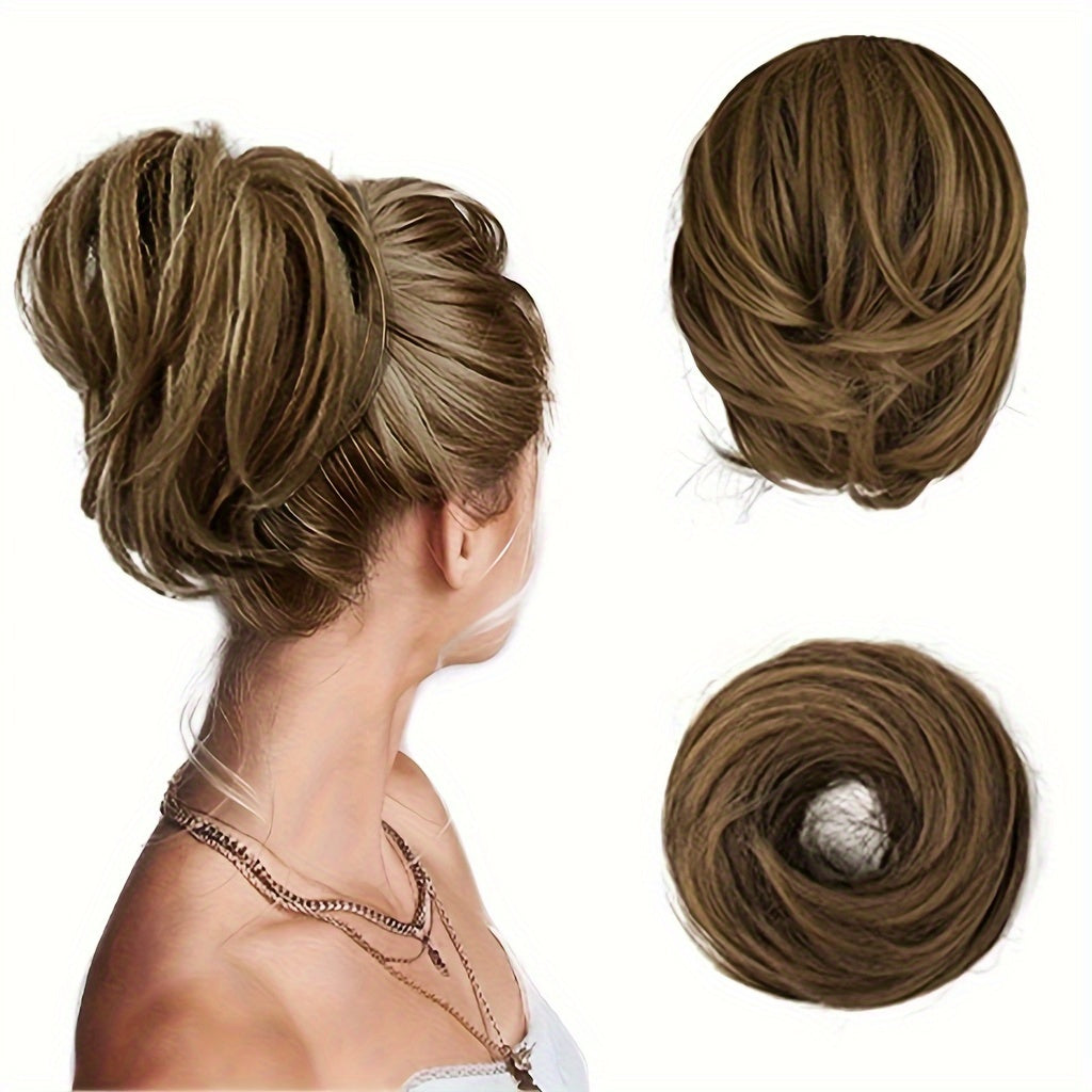 [BARSDAR Hair Bun Extension] BARSDAR Straight Synthetic Hair Bun Ponytail Extension | Fully Short Ponytail Bun Extensions | Elastic Scrunchie Hair Accessories For Women