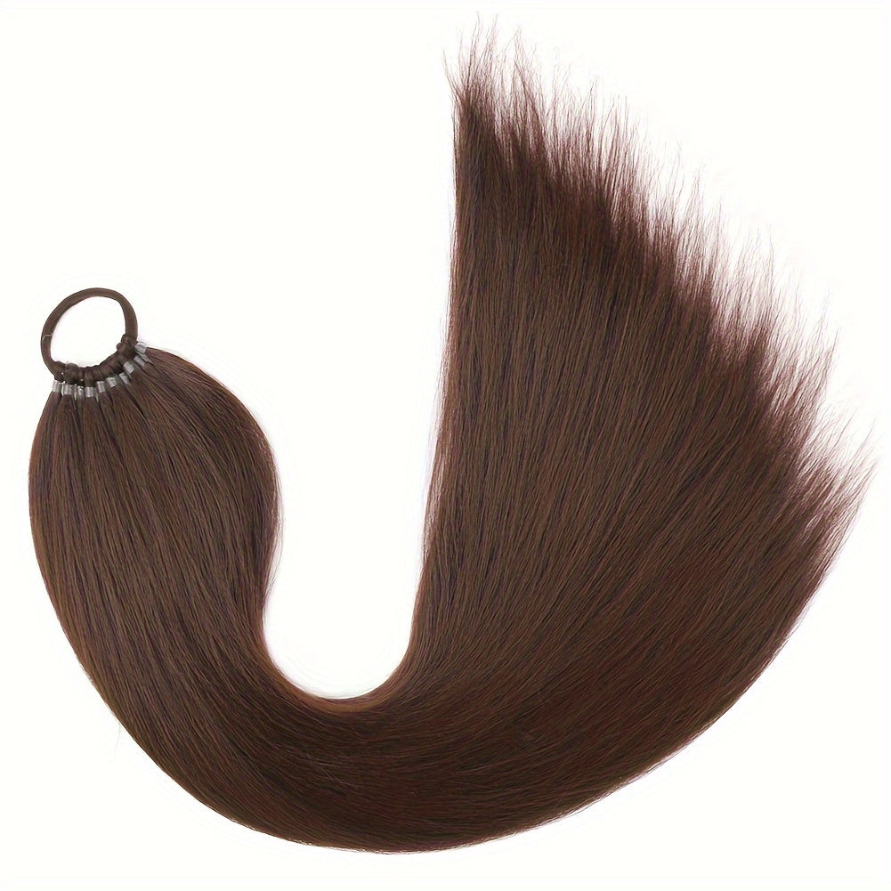 Saisity Yaki Straight 60.96 cm Synthetic Ponytail Extension with Hair Tie for Women - Perfect for Daily Party and Festive Occasions
