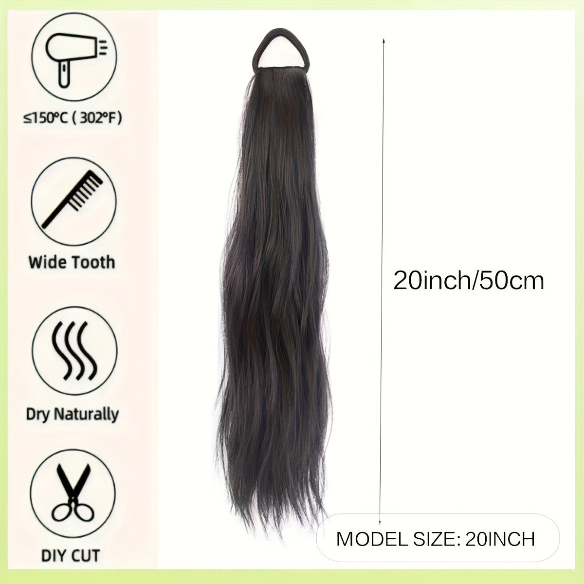 Elegant 2-Pack Women'S Tie-In Ponytail Extensions, Versatile Synthetic Long Hair, Natural Looking Slightly Curly, High Elasticity Loop, All Ages Fit, Multiple Styling Options - 20-Inch Hairpiece