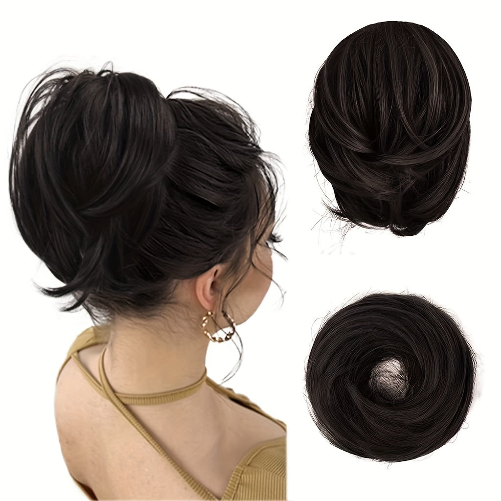 [BARSDAR Hair Bun Extension] BARSDAR Straight Synthetic Hair Bun Ponytail Extension | Fully Short Ponytail Bun Extensions | Elastic Scrunchie Hair Accessories For Women