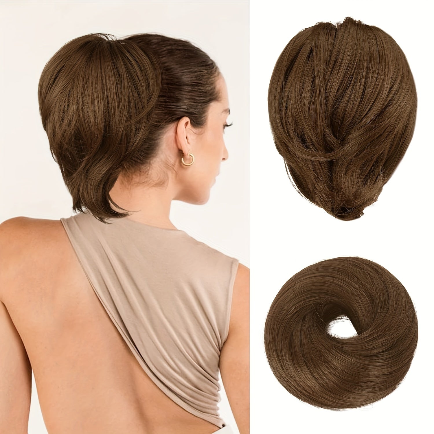 [BARSDAR Hair Bun Extension] BARSDAR Straight Synthetic Hair Bun Ponytail Extension | Fully Short Ponytail Bun Extensions | Elastic Scrunchie Hair Accessories For Women