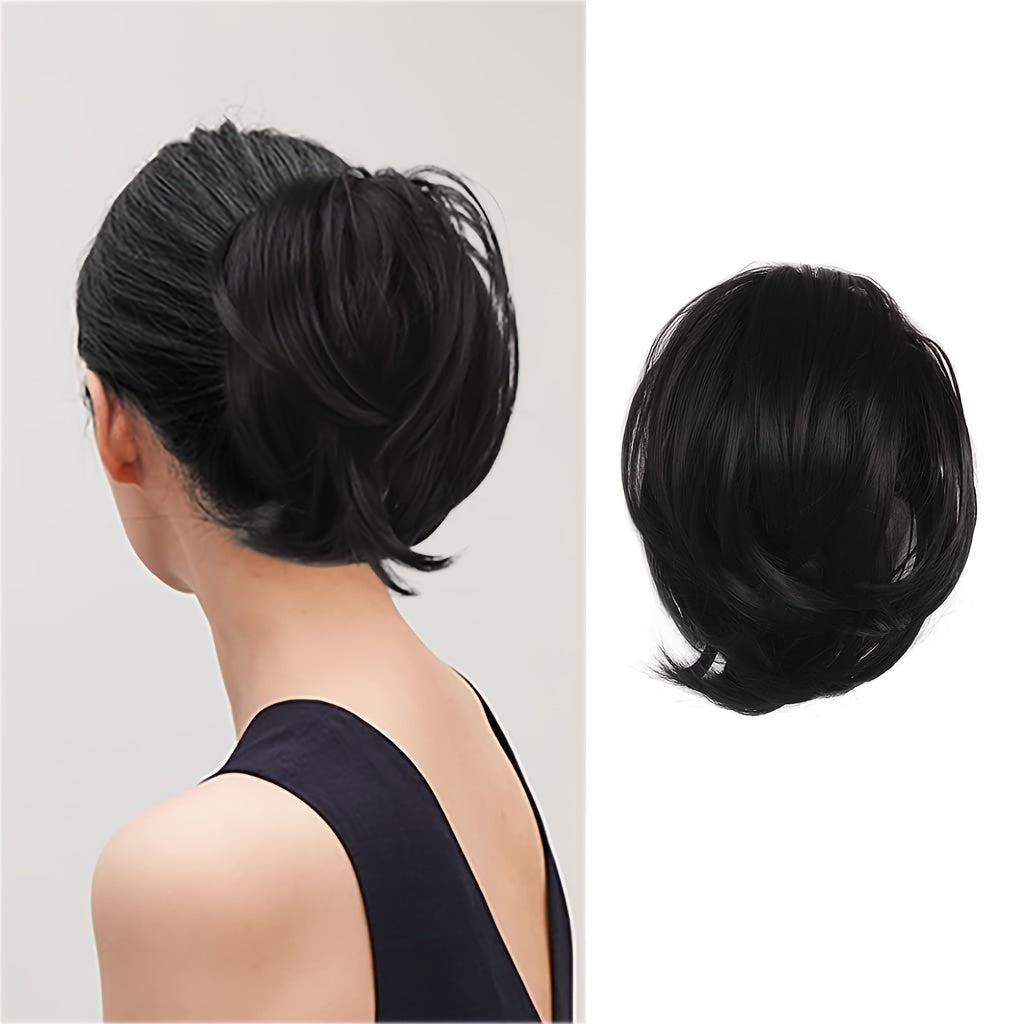 [BARSDAR Hair Bun Extension] BARSDAR Straight Synthetic Hair Bun Ponytail Extension | Fully Short Ponytail Bun Extensions | Elastic Scrunchie Hair Accessories For Women