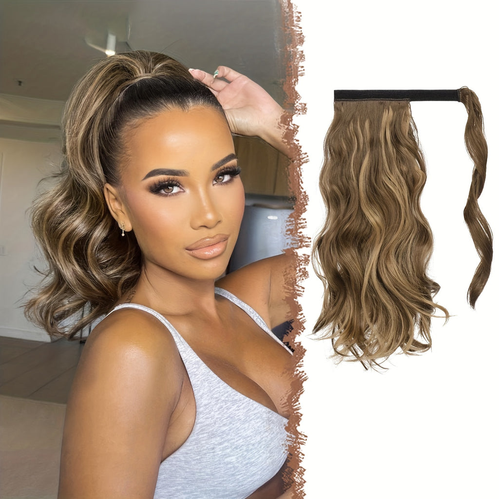 1pc Curly Wave Ponytail Extension, Synthetic Fiber Hairpiece for Women, Versatile Clip-in Ponytail Hairpiece for All Ethnicities, Ideal for Halloween, Christmas, and Daily Wear