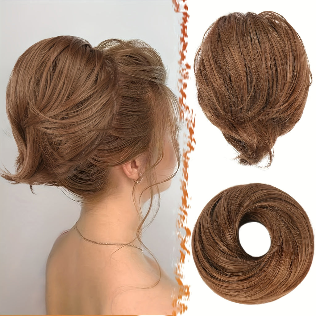 [BARSDAR Hair Bun Extension] BARSDAR Straight Synthetic Hair Bun Ponytail Extension | Fully Short Ponytail Bun Extensions | Elastic Scrunchie Hair Accessories For Women