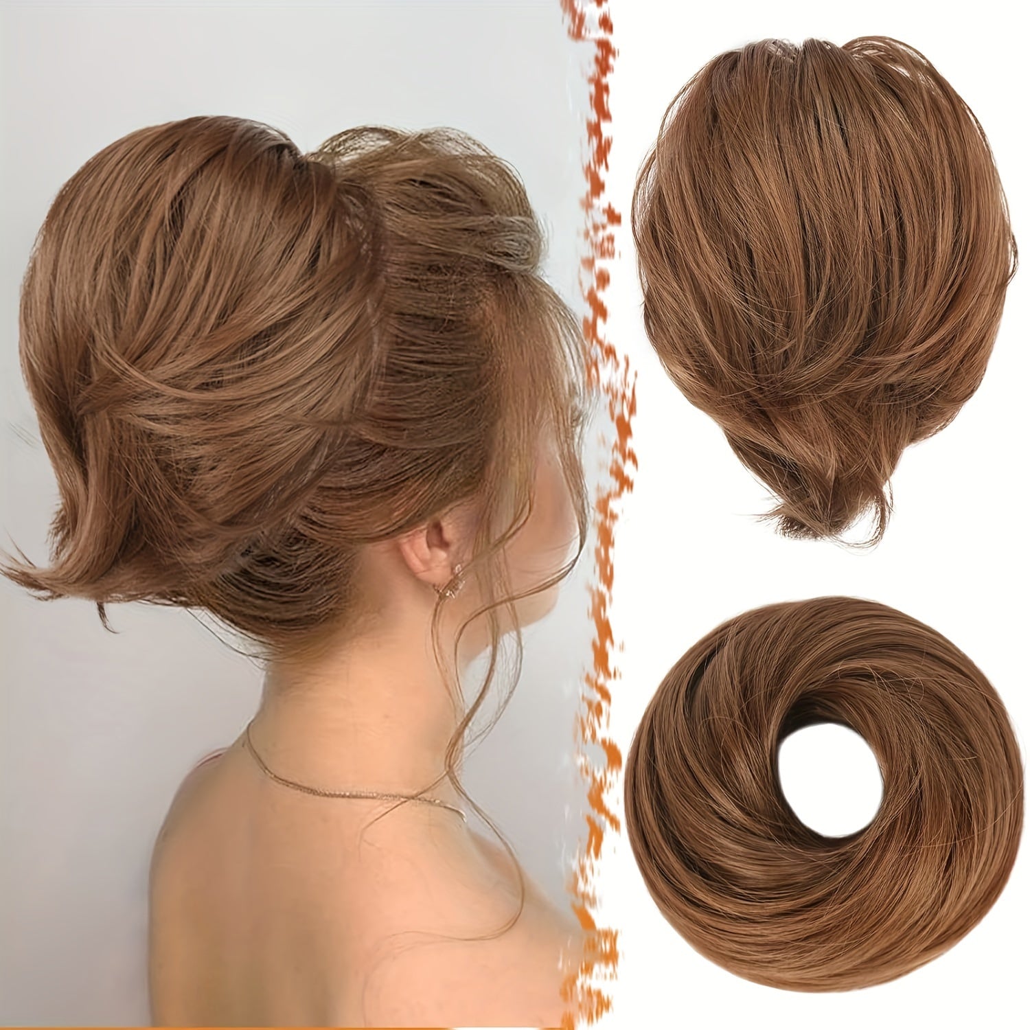 [BARSDAR Hair Bun Extension] BARSDAR Straight Synthetic Hair Bun Ponytail Extension | Fully Short Ponytail Bun Extensions | Elastic Scrunchie Hair Accessories For Women