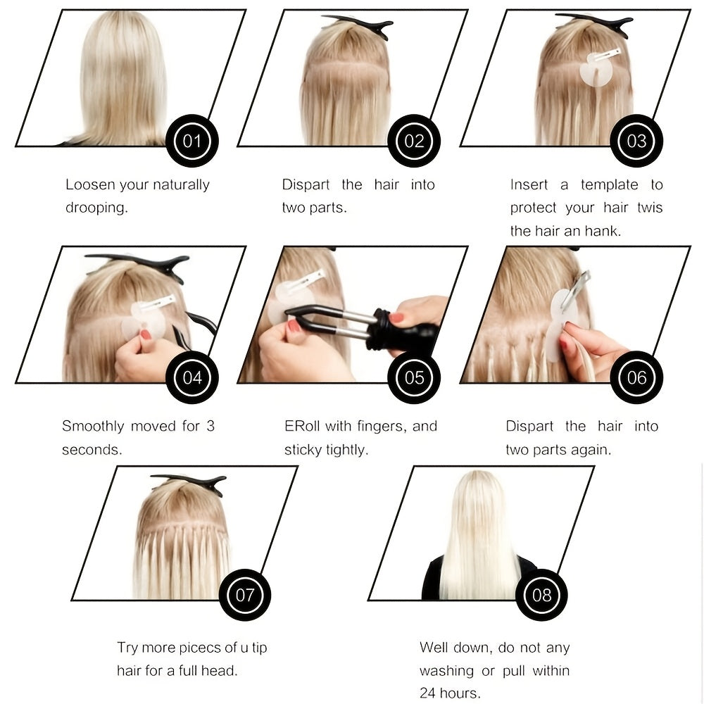 50Stramds/pack 30G Natural Human Hair Extensions Hot Fusion U Tip40.64-55.88 cm Straight Smooth Texture for Women - Natural Look, Adds Length, Multi-Ethnic Friendly, Easy to Attach, Hair Accesories Hair Enhancement for Daily Life, Wedding, Festival.