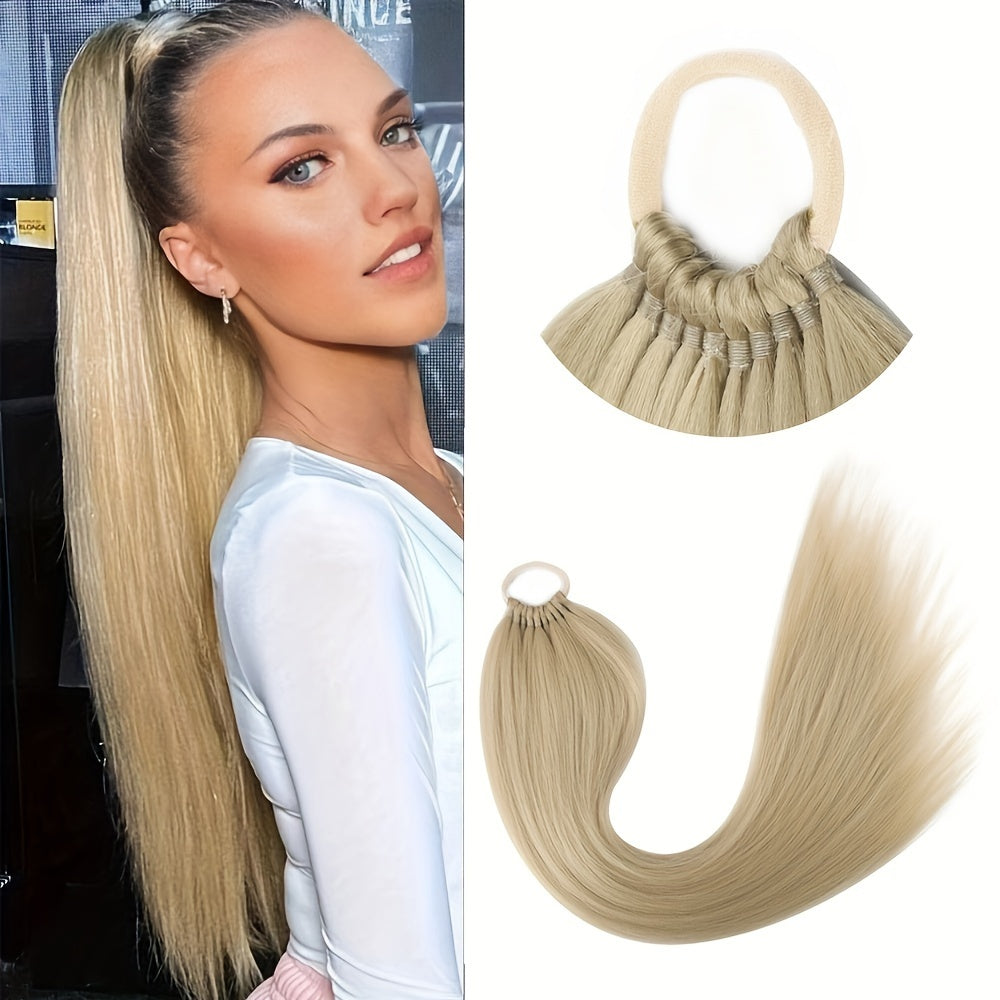 Saisity Yaki Straight 60.96 cm Synthetic Ponytail Extension with Hair Tie for Women - Perfect for Daily Party and Festive Occasions