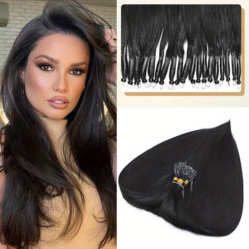 50 Strands Nano Ring Beads 100% Remy Human Hair Extensions 50G/Pack Thick Natural Smooth Remy Hair Full Head Balayage Highlight Blonde Any Color Halloween
