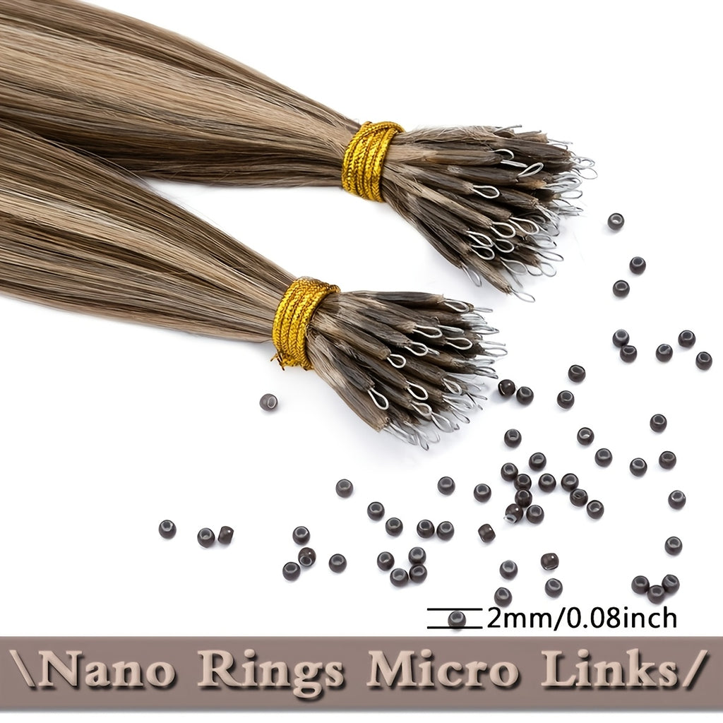 35g 50pcs Nano Rings Human Hair Extensions Micro Links Hair Nano Bead Prebonded Straight Blonde Hair 0.7g/strand