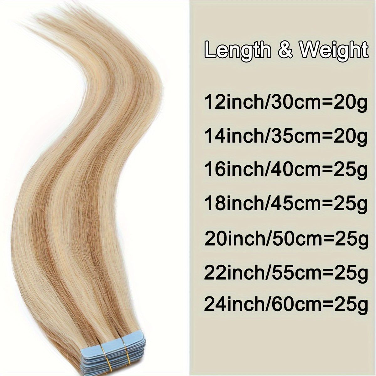 BENEHAIR Tape In Hair Extensions Human Hair Real Human Hair Tape In Extensions Straight Highlight 100% Remy Seamless Human Hair Extensions For Women 30.48-60.96 cm 25g/pack 10pcs Skin Weft