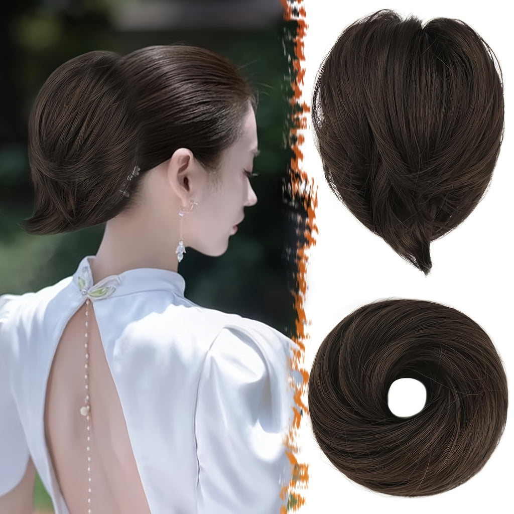 [BARSDAR Hair Bun Extension] BARSDAR Straight Synthetic Hair Bun Ponytail Extension | Fully Short Ponytail Bun Extensions | Elastic Scrunchie Hair Accessories For Women