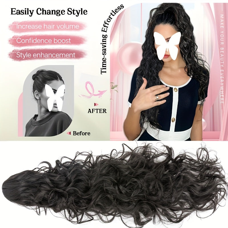 60.96cm Ponytail Extensions Claw Long Thick Wavy Curly Claw Clip In Pony Tails Hairpiece Soft Natural Looking Synthetic Hairpiece For Women