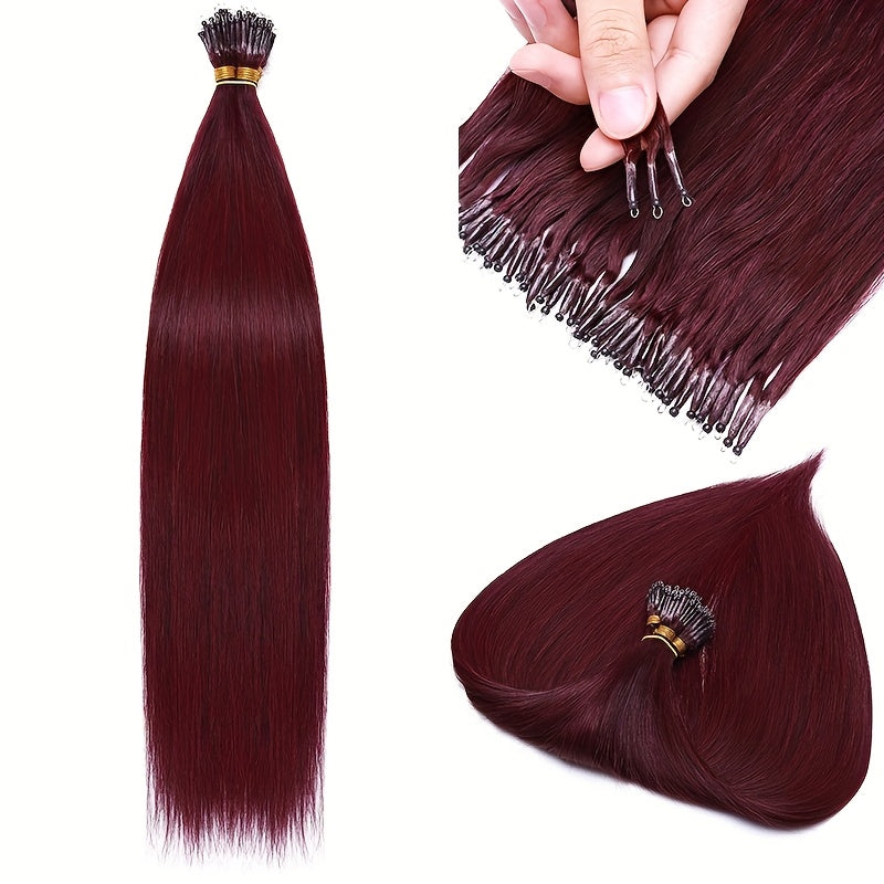 50 Strands Nano Ring Beads 100% Remy Human Hair Extensions 50G/Pack Thick Natural Smooth Remy Hair Full Head Balayage Highlight Blonde Any Color Halloween