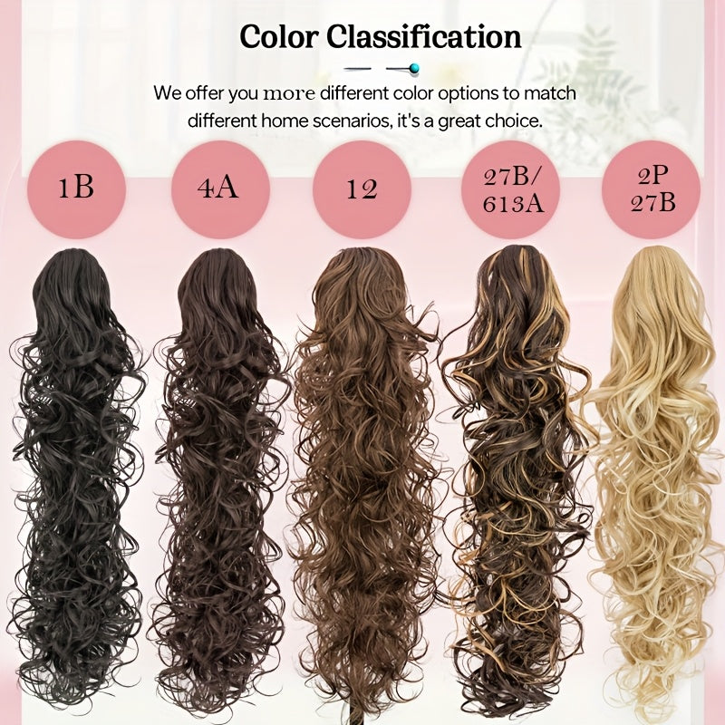 60.96cm Ponytail Extensions Claw Long Thick Wavy Curly Claw Clip In Pony Tails Hairpiece Soft Natural Looking Synthetic Hairpiece For Women