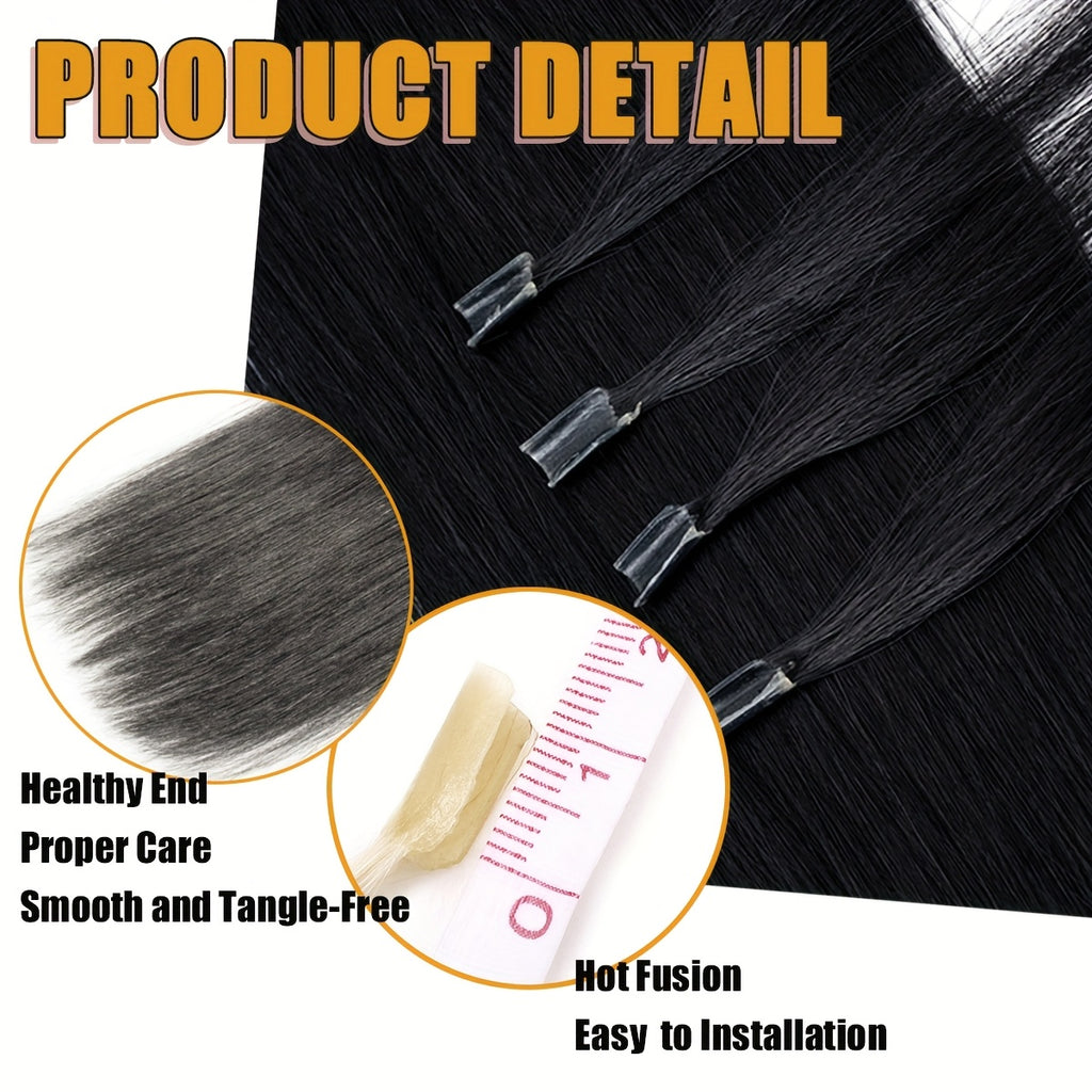 50Stramds/pack 30G Natural Human Hair Extensions Hot Fusion U Tip40.64-55.88 cm Straight Smooth Texture for Women - Natural Look, Adds Length, Multi-Ethnic Friendly, Easy to Attach, Hair Accesories Hair Enhancement for Daily Life, Wedding, Festival.