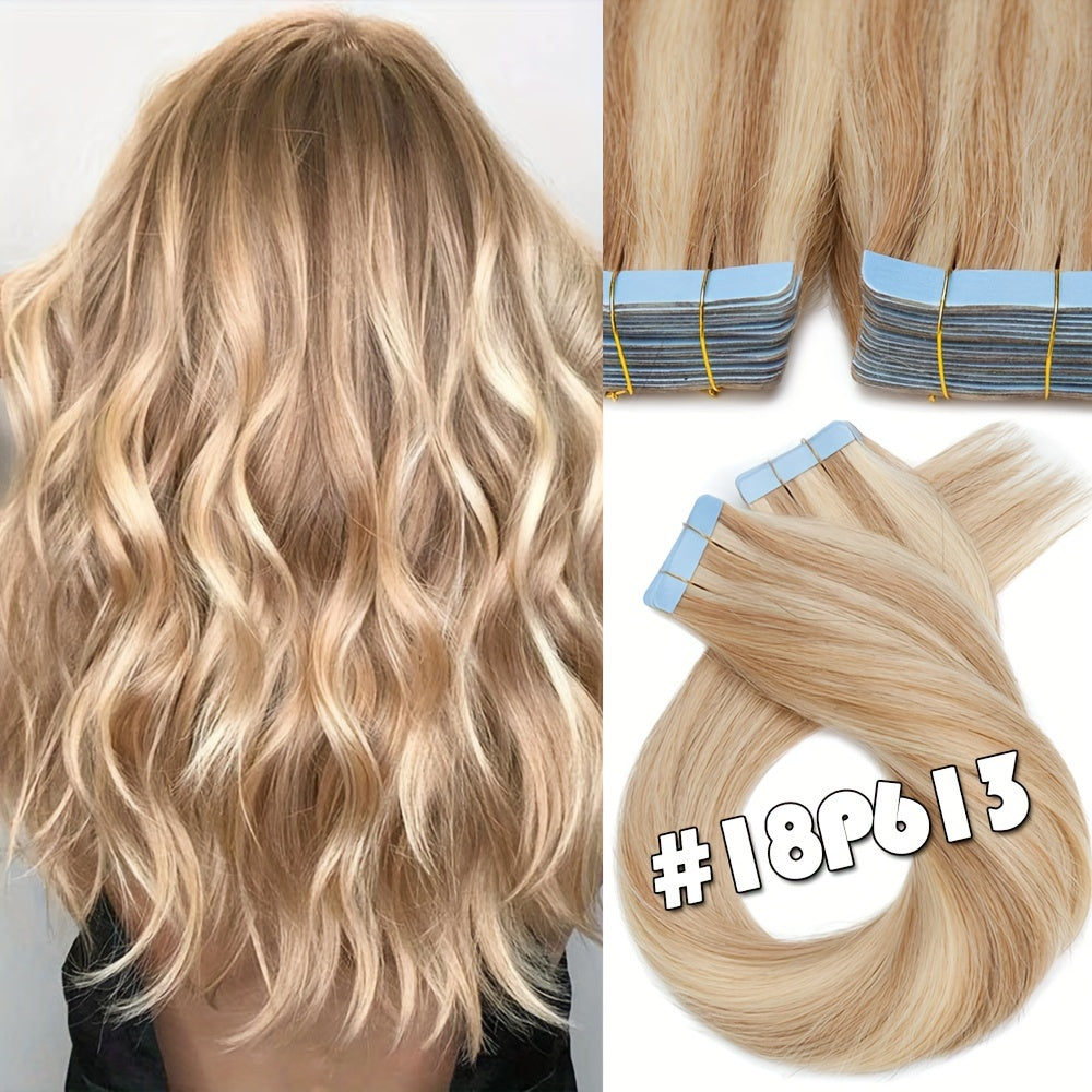 BENEHAIR Tape In Hair Extensions Human Hair Real Human Hair Tape In Extensions Straight Highlight 100% Remy Seamless Human Hair Extensions For Women 30.48-60.96 cm 25g/pack 10pcs Skin Weft