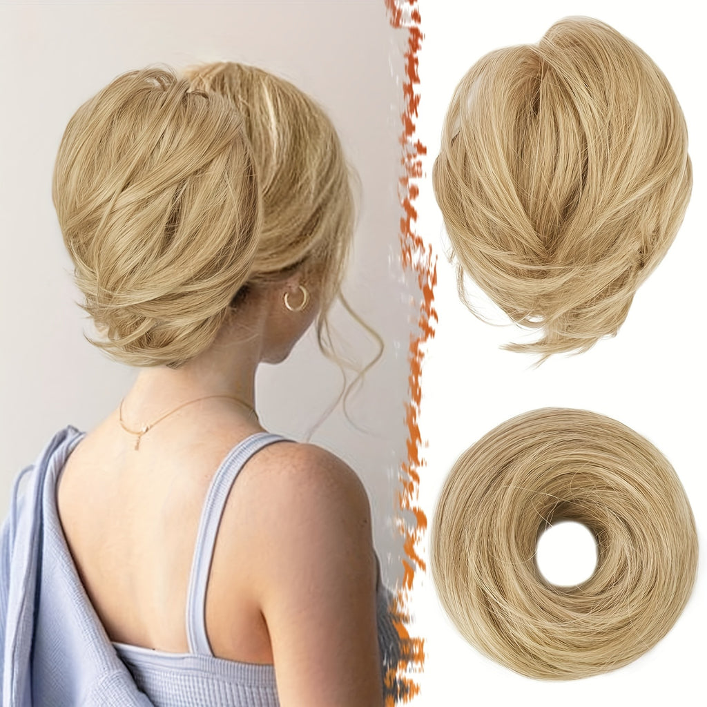 [BARSDAR Hair Bun Extension] BARSDAR Straight Synthetic Hair Bun Ponytail Extension | Fully Short Ponytail Bun Extensions | Elastic Scrunchie Hair Accessories For Women