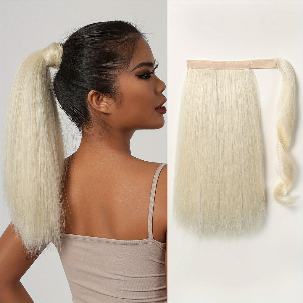 16 Inch Straight Ponytail Hair Extension, 90g Synthetic Clip-In Long Hair Wrap with Magic Drawstring, Versatile for All Women - Haircube, Hair Accessories Suitable for Birthday Party, Wedding Reception Mother's day gift for mom mother