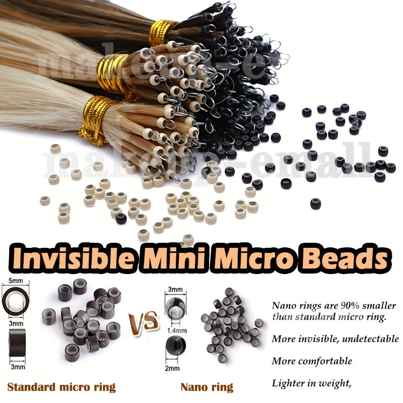 35g 50pcs Nano Rings Human Hair Extensions Micro Links Hair Nano Bead Prebonded Straight Blonde Hair 0.7g/strand