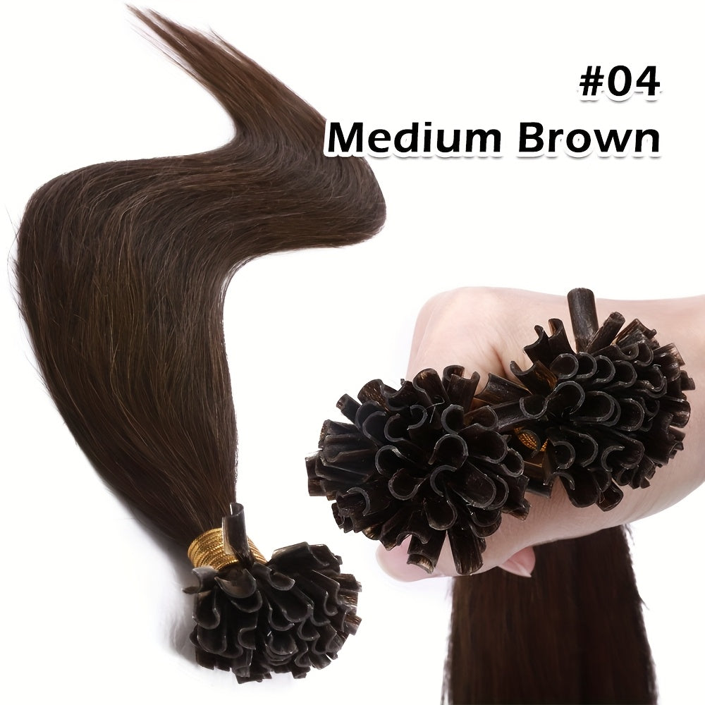 50Stramds/pack 30G Natural Human Hair Extensions Hot Fusion U Tip40.64-55.88 cm Straight Smooth Texture for Women - Natural Look, Adds Length, Multi-Ethnic Friendly, Easy to Attach, Hair Accesories Hair Enhancement for Daily Life, Wedding, Festival.