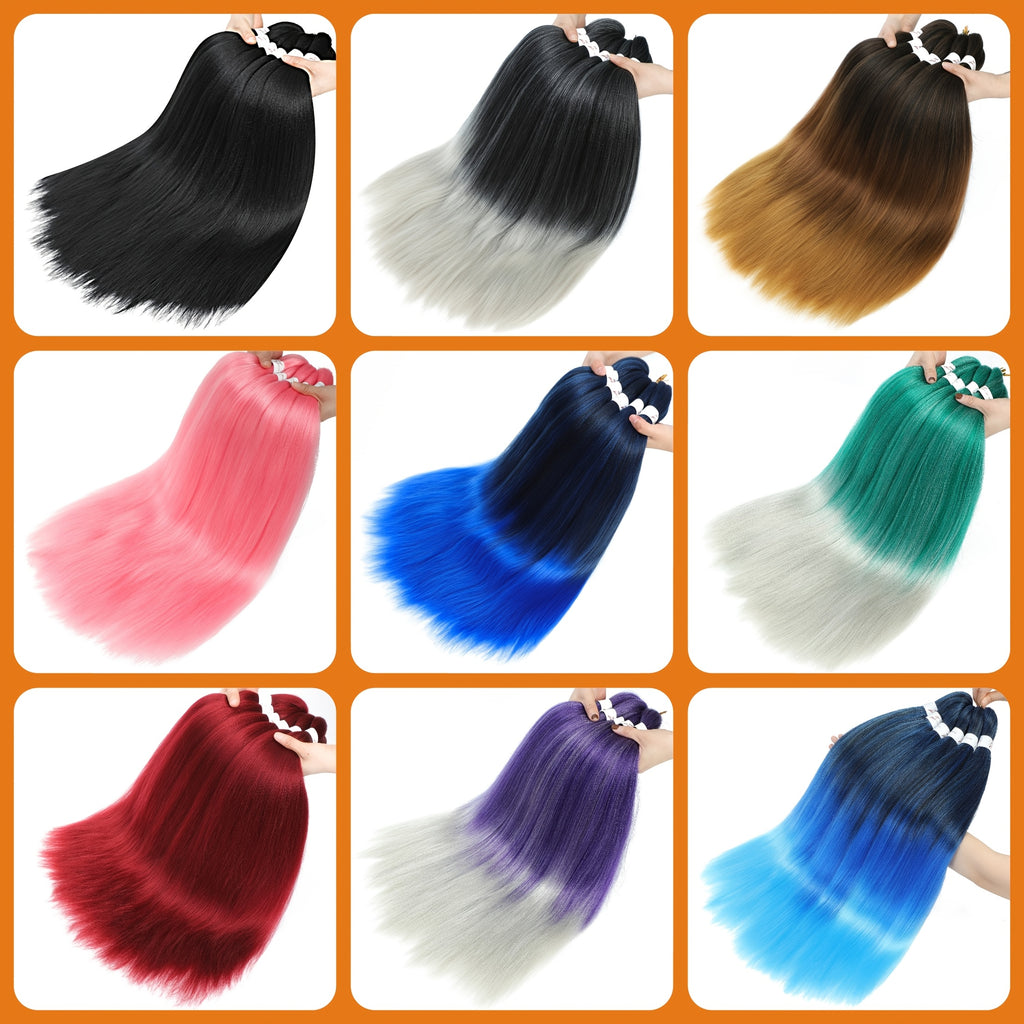 Braiding Hair Pre Stretched 26/30 Inch 8 Packs Ombre Professional Soft Yaki Texture, Itch Free, Hot Water Setting Extensions For Braids, Professional Soft Yaki Texture Color 1B/30/27