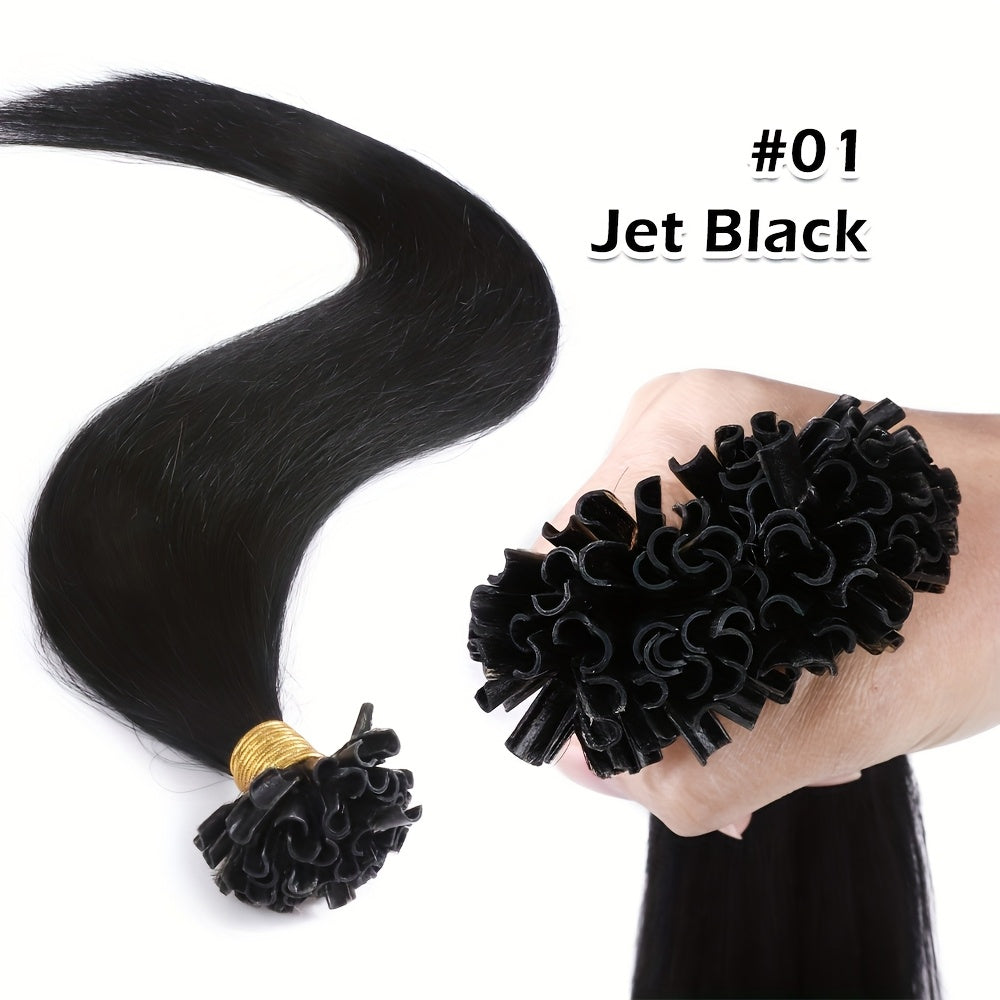 50Stramds/pack 30G Natural Human Hair Extensions Hot Fusion U Tip40.64-55.88 cm Straight Smooth Texture for Women - Natural Look, Adds Length, Multi-Ethnic Friendly, Easy to Attach, Hair Accesories Hair Enhancement for Daily Life, Wedding, Festival.