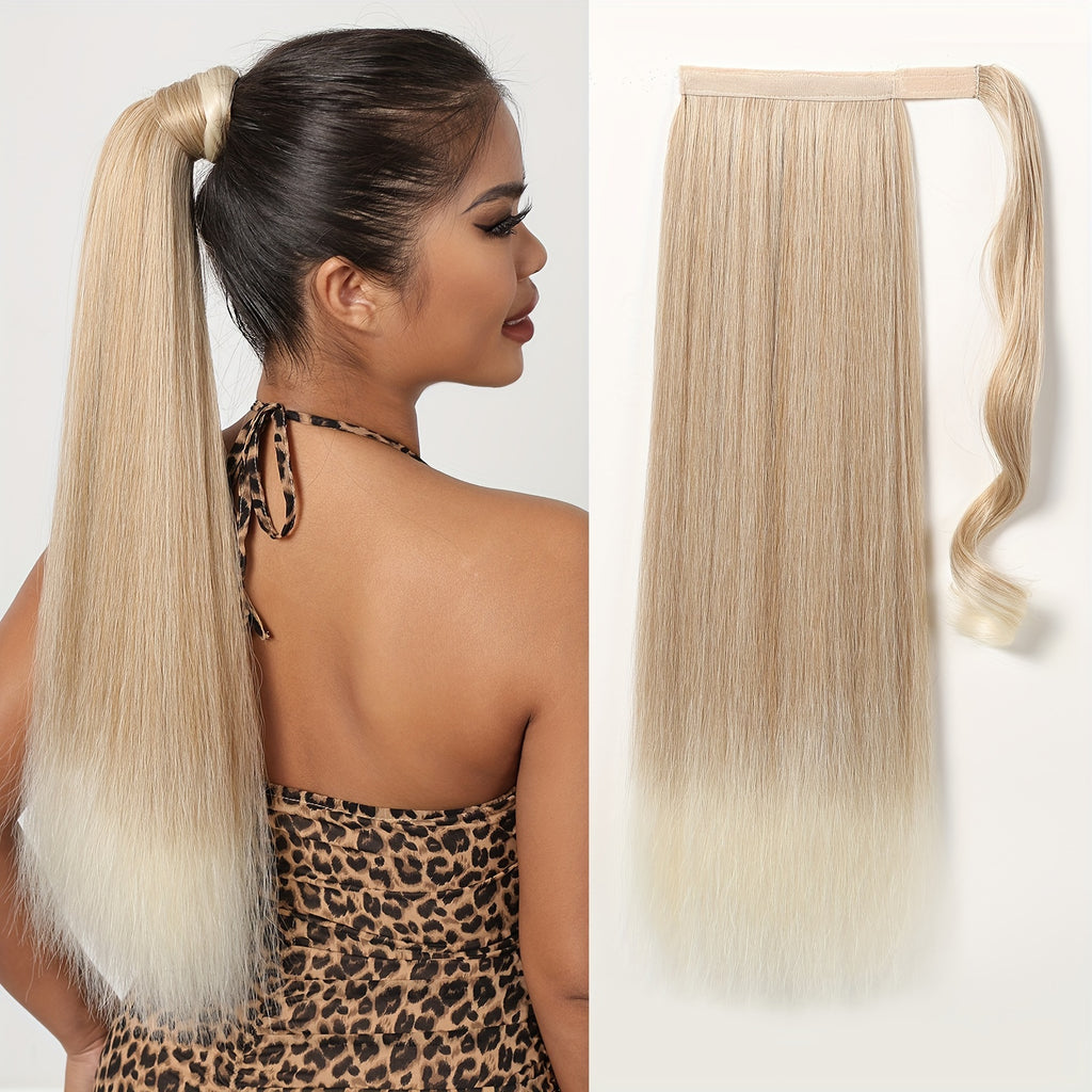 16 Inch Straight Ponytail Hair Extension, 90g Synthetic Clip-In Long Hair Wrap with Magic Drawstring, Versatile for All Women - Haircube, Hair Accessories Suitable for Birthday Party, Wedding Reception Mother's day gift for mom mother
