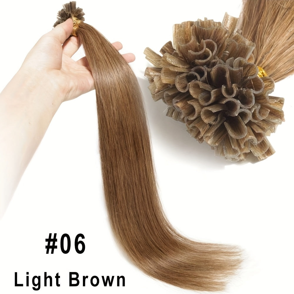 50Stramds/pack 30G Natural Human Hair Extensions Hot Fusion U Tip40.64-55.88 cm Straight Smooth Texture for Women - Natural Look, Adds Length, Multi-Ethnic Friendly, Easy to Attach, Hair Accesories Hair Enhancement for Daily Life, Wedding, Festival.