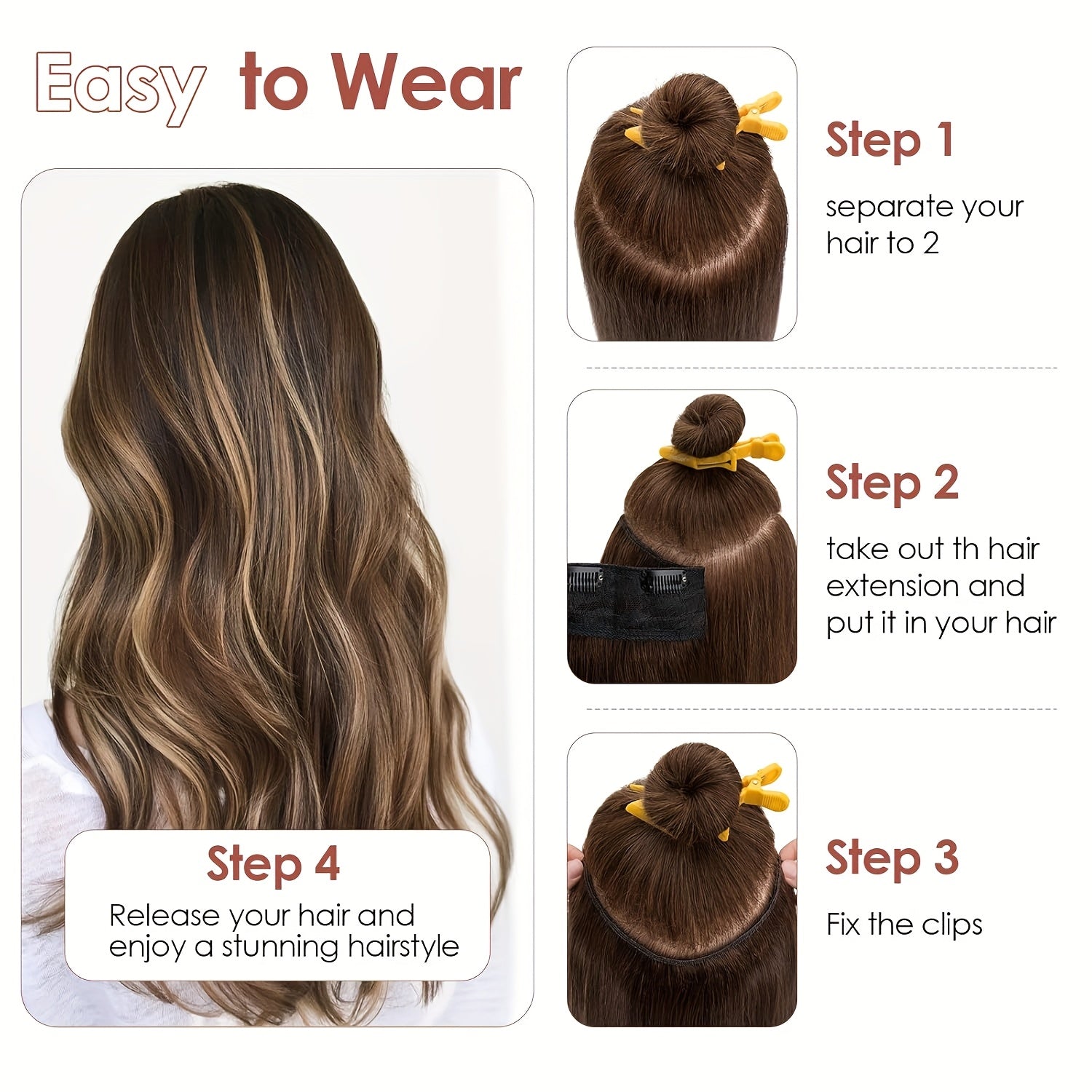 V Shape Clip Hair Extensions Human Hair 30.48-55.88 cm Ombre Sandy Blonde to Caramel Blonde Highlight One Hairpiece Clip In Hair Extension Human Hair with Seamless Weft Silky Straight for Women