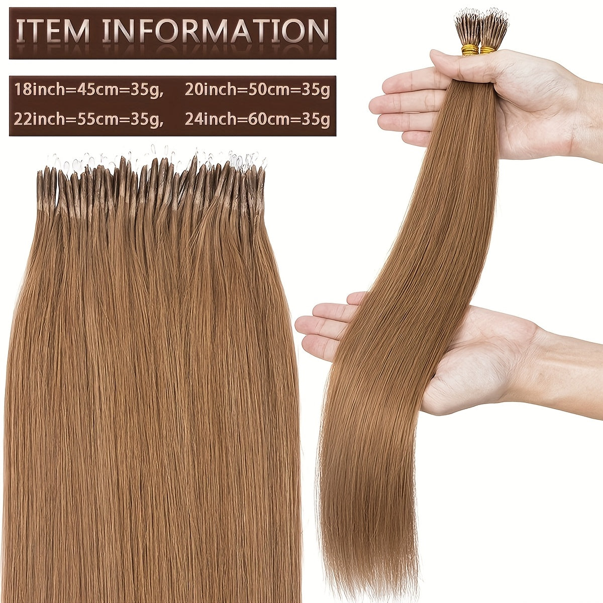 35g 50pcs Nano Rings Human Hair Extensions Micro Links Hair Nano Bead Prebonded Straight Blonde Hair 0.7g/strand