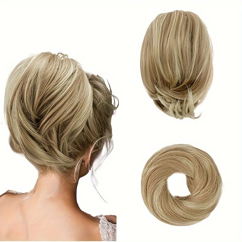 [BARSDAR Hair Bun Extension] BARSDAR Straight Synthetic Hair Bun Ponytail Extension | Fully Short Ponytail Bun Extensions | Elastic Scrunchie Hair Accessories For Women