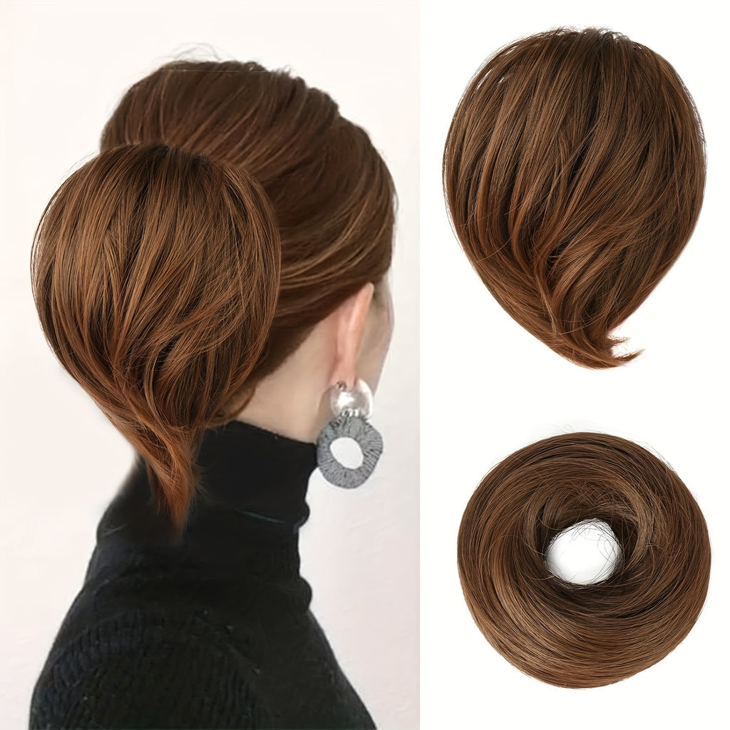 [BARSDAR Hair Bun Extension] BARSDAR Straight Synthetic Hair Bun Ponytail Extension | Fully Short Ponytail Bun Extensions | Elastic Scrunchie Hair Accessories For Women