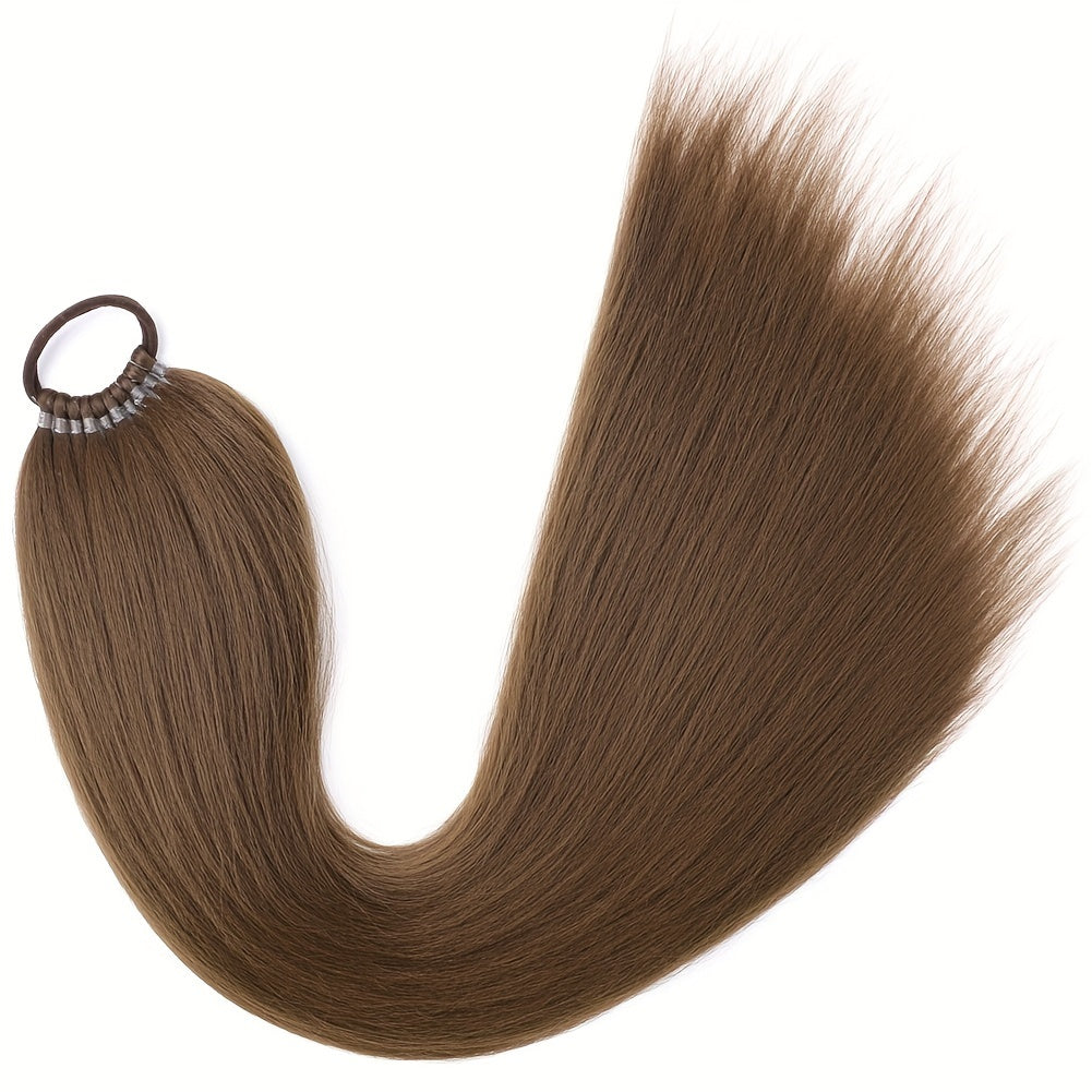 Saisity Yaki Straight 60.96 cm Synthetic Ponytail Extension with Hair Tie for Women - Perfect for Daily Party and Festive Occasions