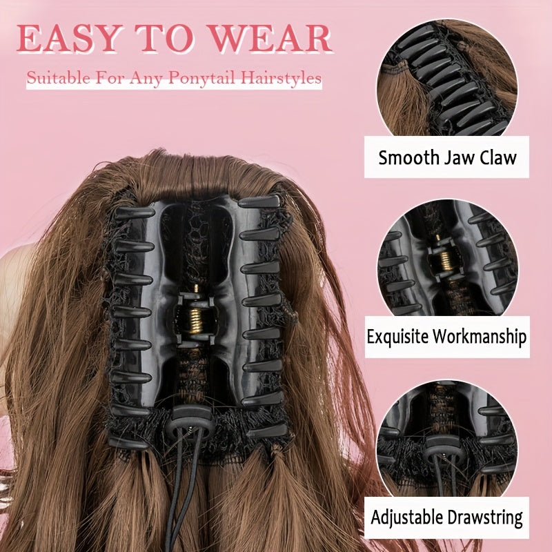 60.96cm Ponytail Extensions Claw Long Thick Wavy Curly Claw Clip In Pony Tails Hairpiece Soft Natural Looking Synthetic Hairpiece For Women