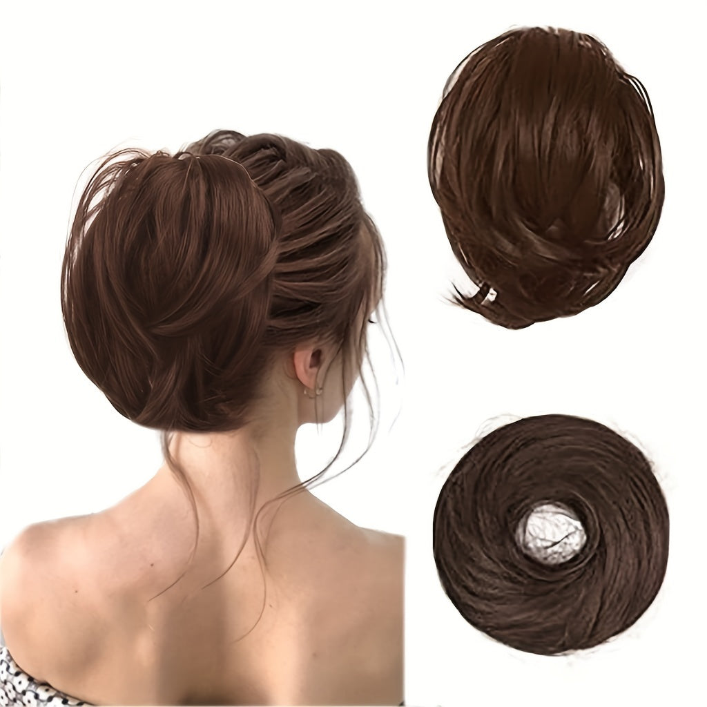 [BARSDAR Hair Bun Extension] BARSDAR Straight Synthetic Hair Bun Ponytail Extension | Fully Short Ponytail Bun Extensions | Elastic Scrunchie Hair Accessories For Women