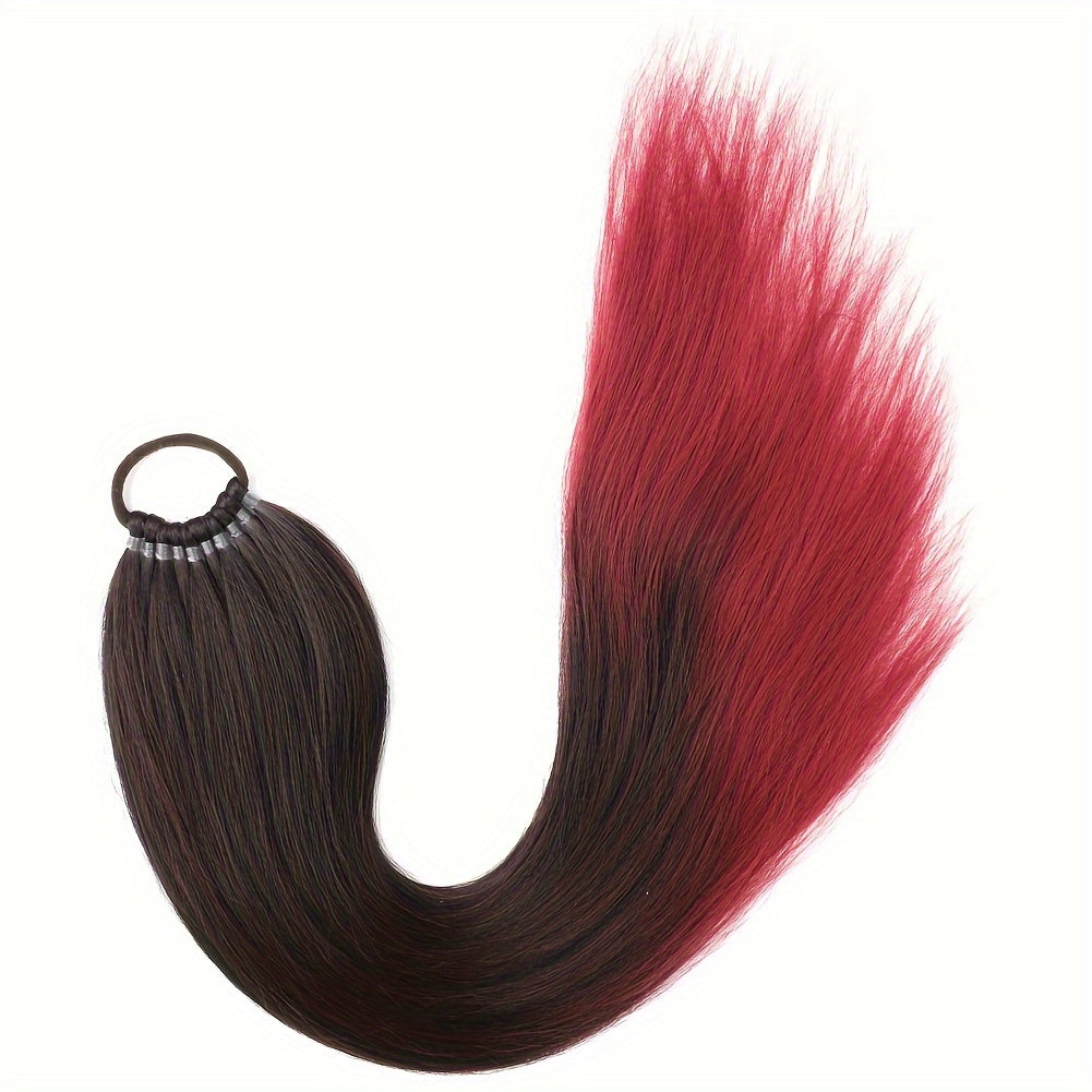 Saisity Yaki Straight 60.96 cm Synthetic Ponytail Extension with Hair Tie for Women - Perfect for Daily Party and Festive Occasions