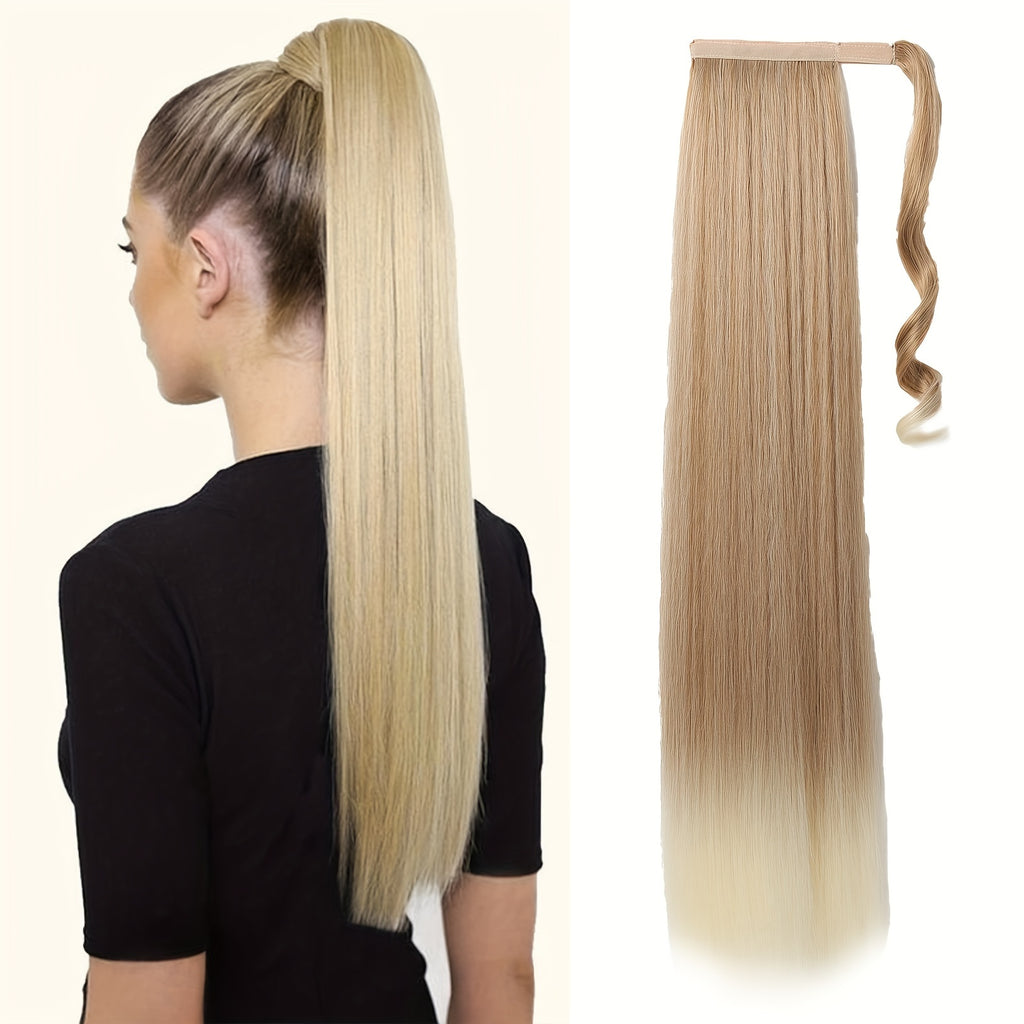 16 Inch Straight Ponytail Hair Extension, 90g Synthetic Clip-In Long Hair Wrap with Magic Drawstring, Versatile for All Women - Haircube, Hair Accessories Suitable for Birthday Party, Wedding Reception Mother's day gift for mom mother